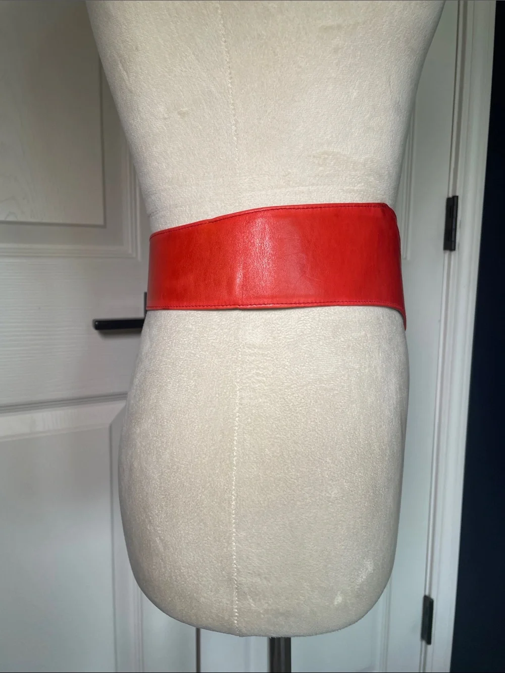 Vintage 80s V-Shaped Red Leatherette Corset Belt Cosplay Costume Superhero